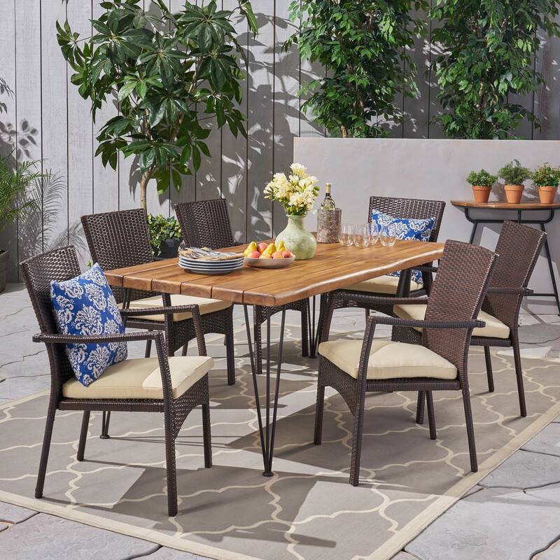 Tatum Outdoor 6-Seater Acacia Wood Dining Set by Christopher Knight Home