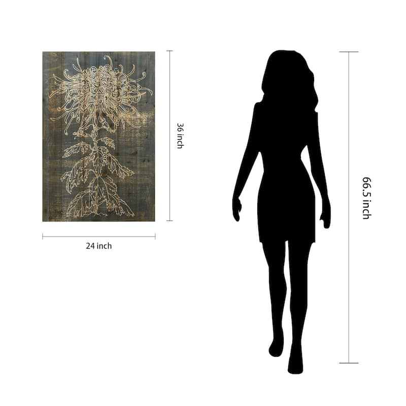 Empire Art Direct "Indigo Dance" Arte de Legno Digital Print on Solid Wood Wall Art - Grey