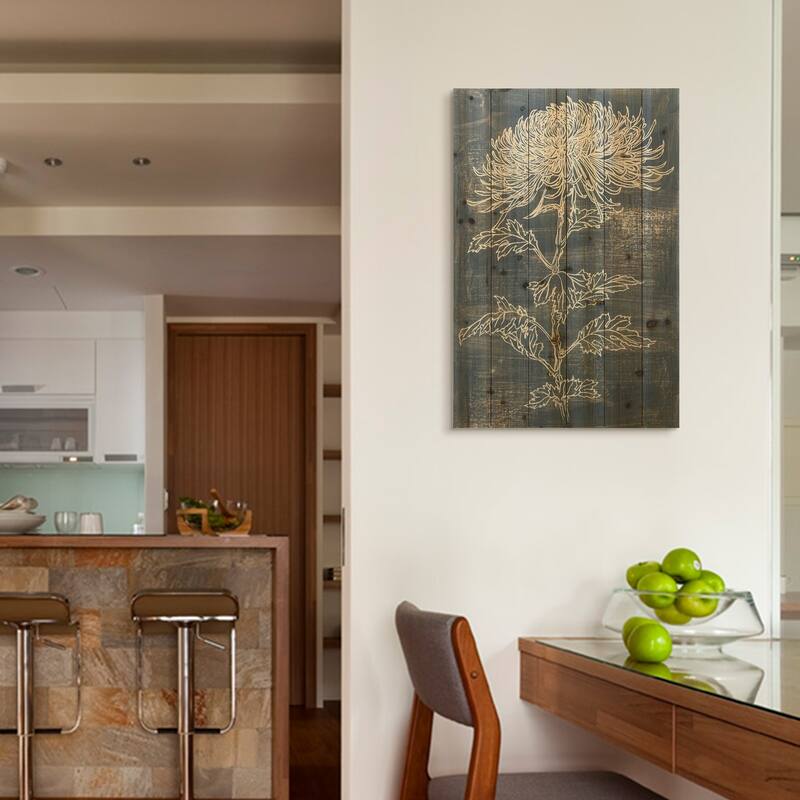 Empire Art Direct "Indigo Dance" Arte de Legno Digital Print on Solid Wood Wall Art - Grey