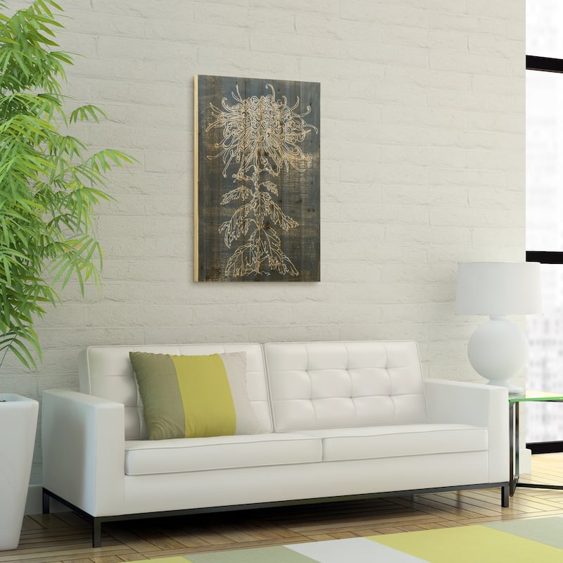Empire Art Direct "Indigo Dance" Arte de Legno Digital Print on Solid Wood Wall Art - Grey