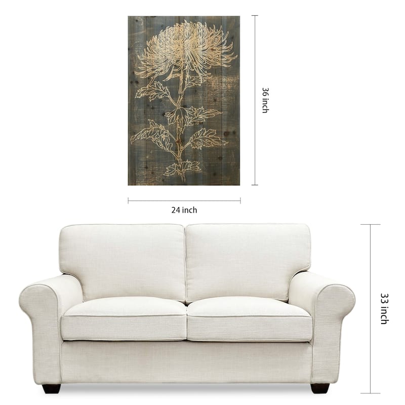 Empire Art Direct "Indigo Dance" Arte de Legno Digital Print on Solid Wood Wall Art - Grey