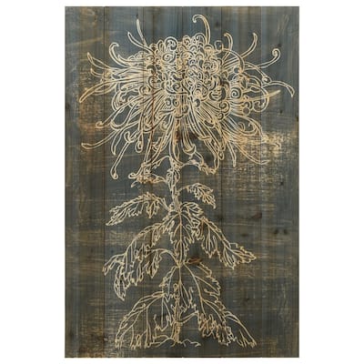 Empire Art Direct "Indigo Dance" Arte de Legno Digital Print on Solid Wood Wall Art - Grey