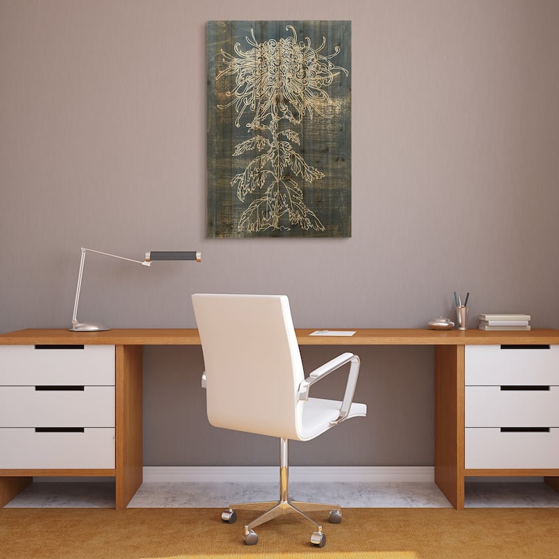 Empire Art Direct "Indigo Dance" Arte de Legno Digital Print on Solid Wood Wall Art - Grey