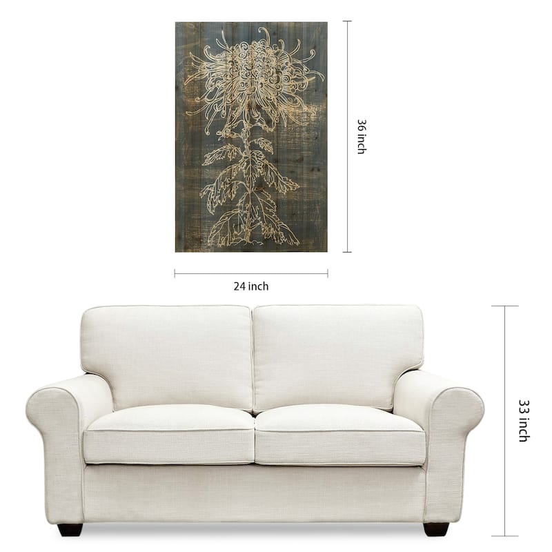 Empire Art Direct "Indigo Dance" Arte de Legno Digital Print on Solid Wood Wall Art - Grey