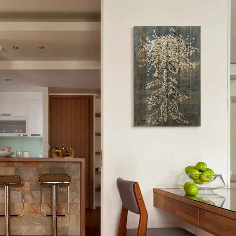 Empire Art Direct "Indigo Dance" Arte de Legno Digital Print on Solid Wood Wall Art - Grey