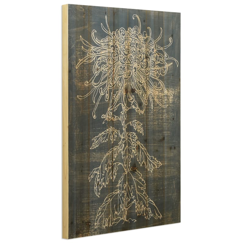 Empire Art Direct "Indigo Dance" Arte de Legno Digital Print on Solid Wood Wall Art - Grey
