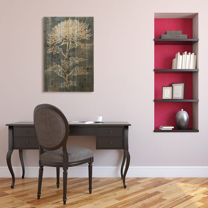 Empire Art Direct "Indigo Dance" Arte de Legno Digital Print on Solid Wood Wall Art - Grey