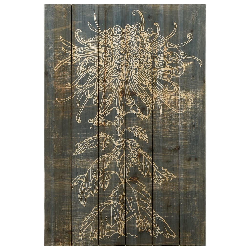 Empire Art Direct "Indigo Dance" Arte de Legno Digital Print on Solid Wood Wall Art - Grey