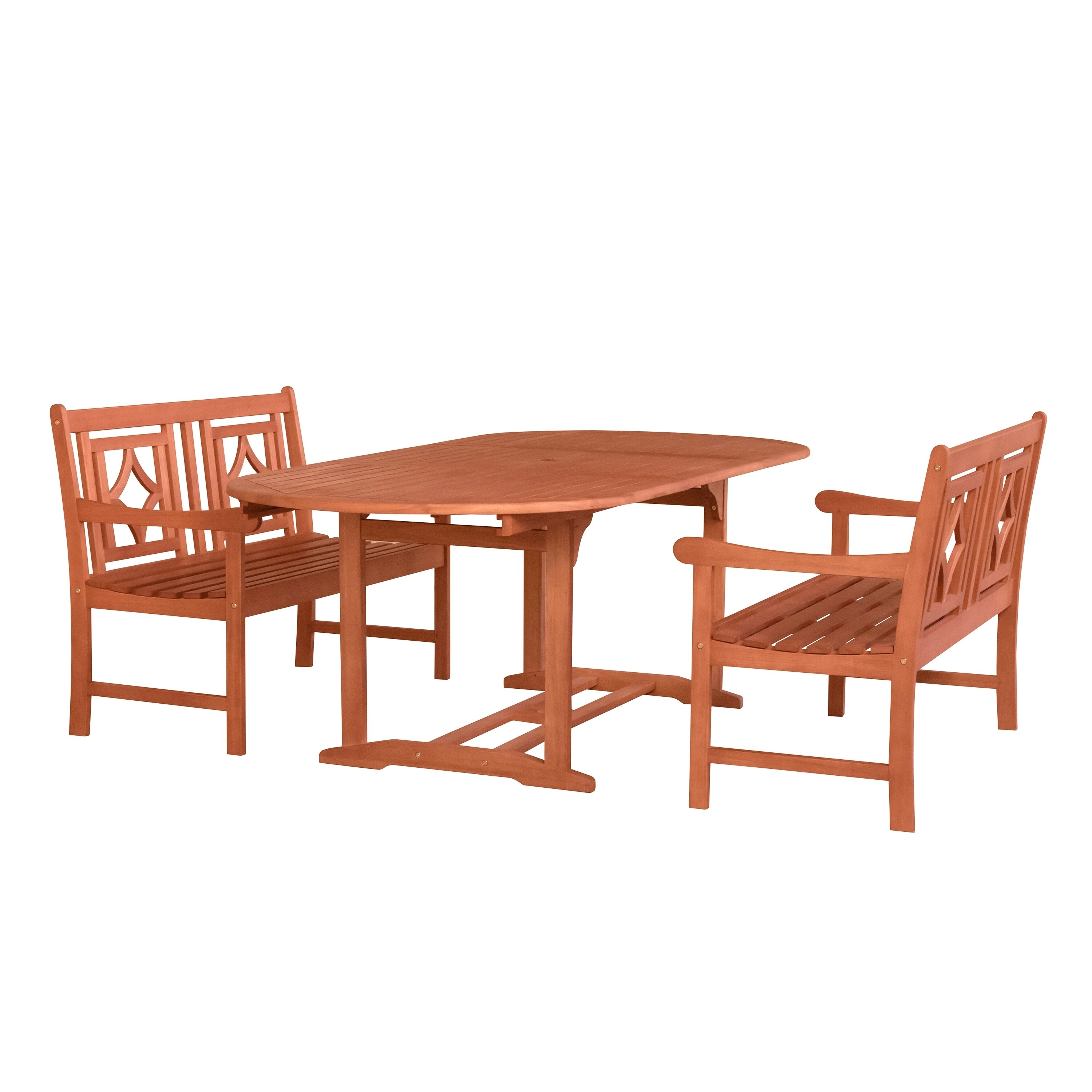 Shop Malibu Outdoor 3 Piece Wood Patio Extendable Table Dining Set