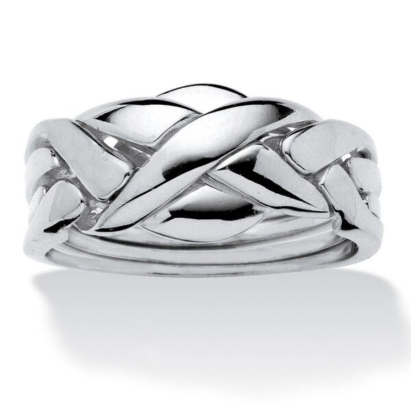 PlatinumPlated Commitment Symbol Puzzle Ring Overstock