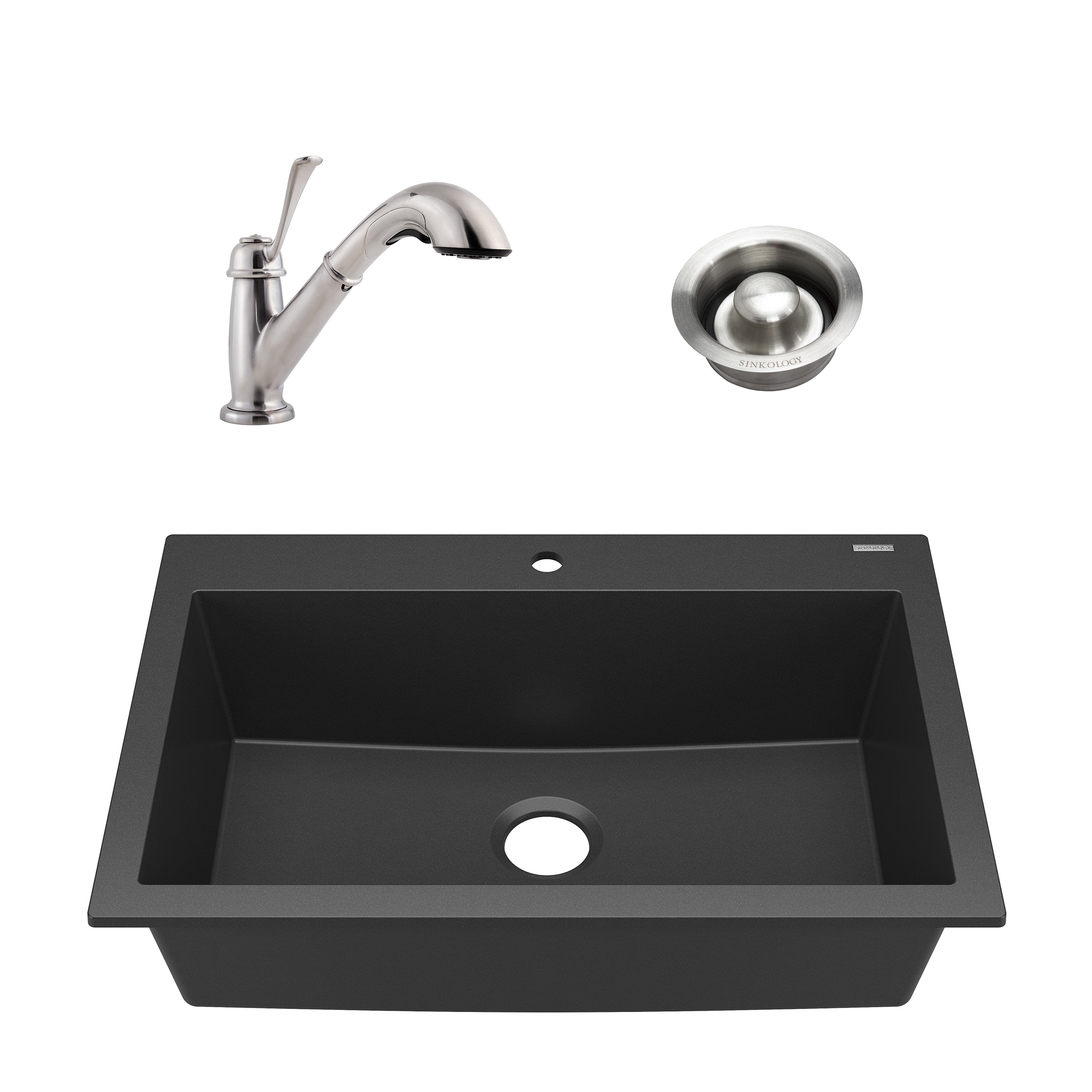 Shop Camille Matte Black All In One Granite Composite Sink And