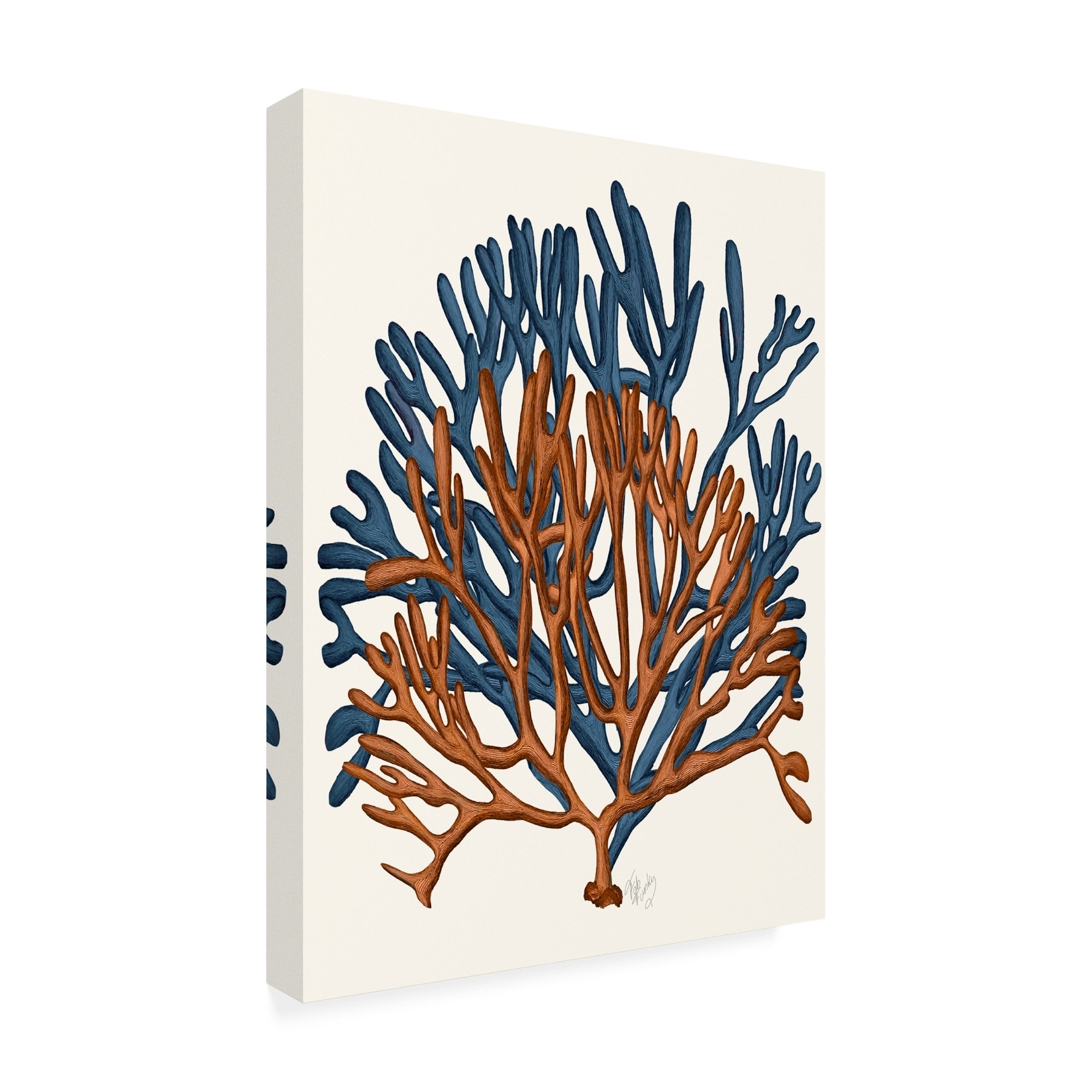 Fab Funky Blue and Orange Corals A Canvas Art - Bed Bath & Beyond