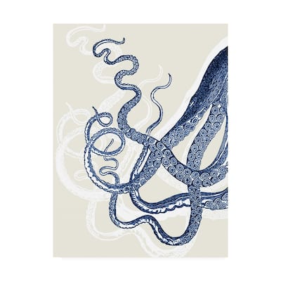 Fab Funky Blue Octopus On Cream C Canvas Art