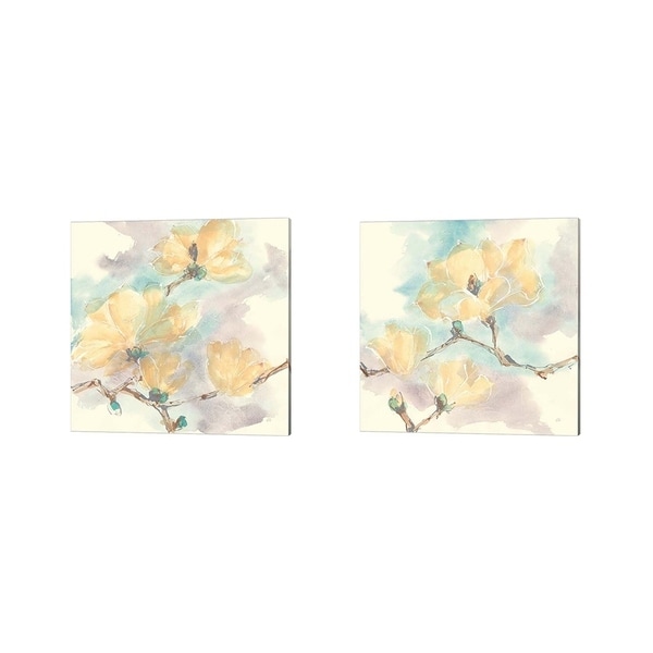 Chris Paschke 'Magnolias in White' Canvas Art (Set of 2)