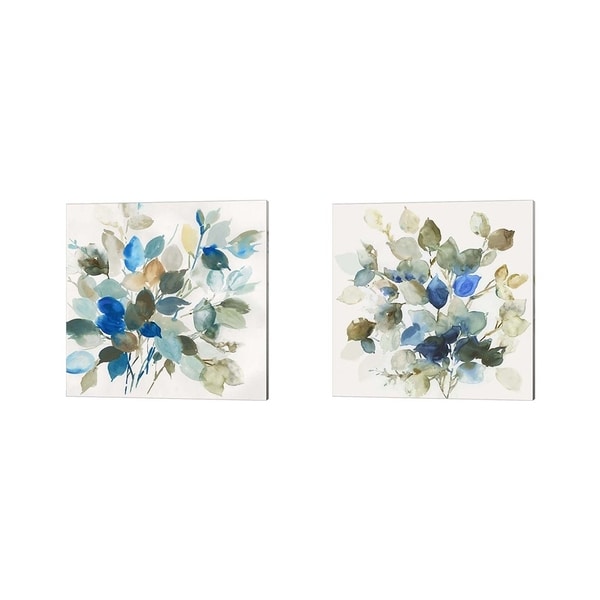 Asia Jensen 'Blue Leaves' Canvas Art (Set of 2)