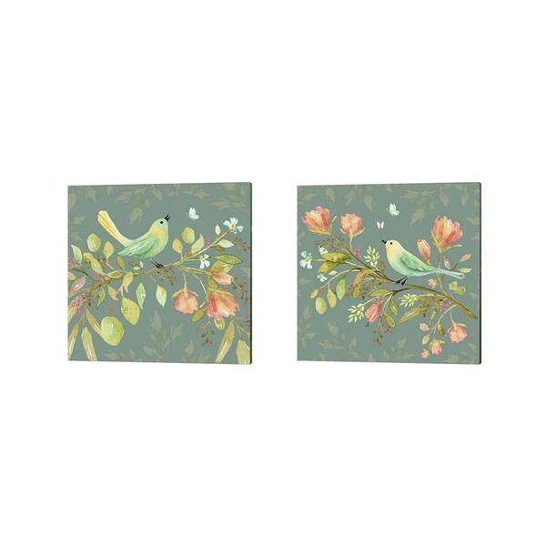 Yachal Design 'Bird in Wildflower Garden' Canvas Art (Set of 2)