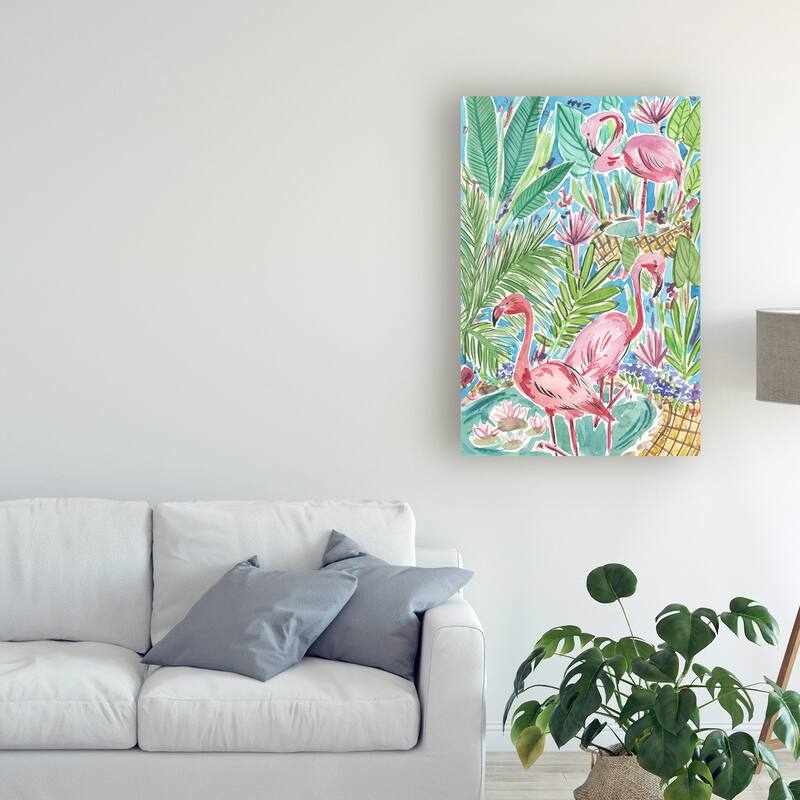 Melissa Wang 'Flamingo Paradise I' Canvas Art
