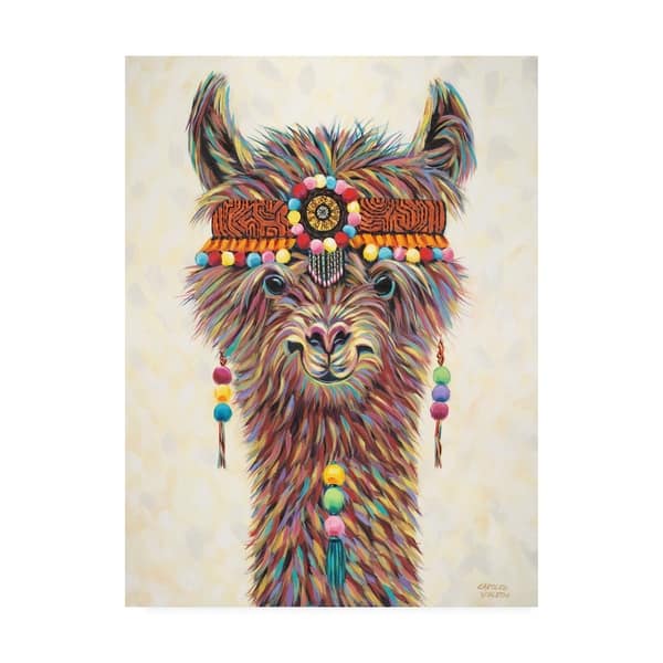 slide 2 of 4, Porch & Den Carolee Vitaletti 'Hippie Llama II' Canvas Art