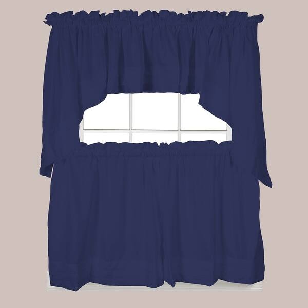 Navy blue valance 50 x 16 Valance Topper Window Valance Kitchen Valance Sheffield Lyon Premier Navy Blue White Window treatment