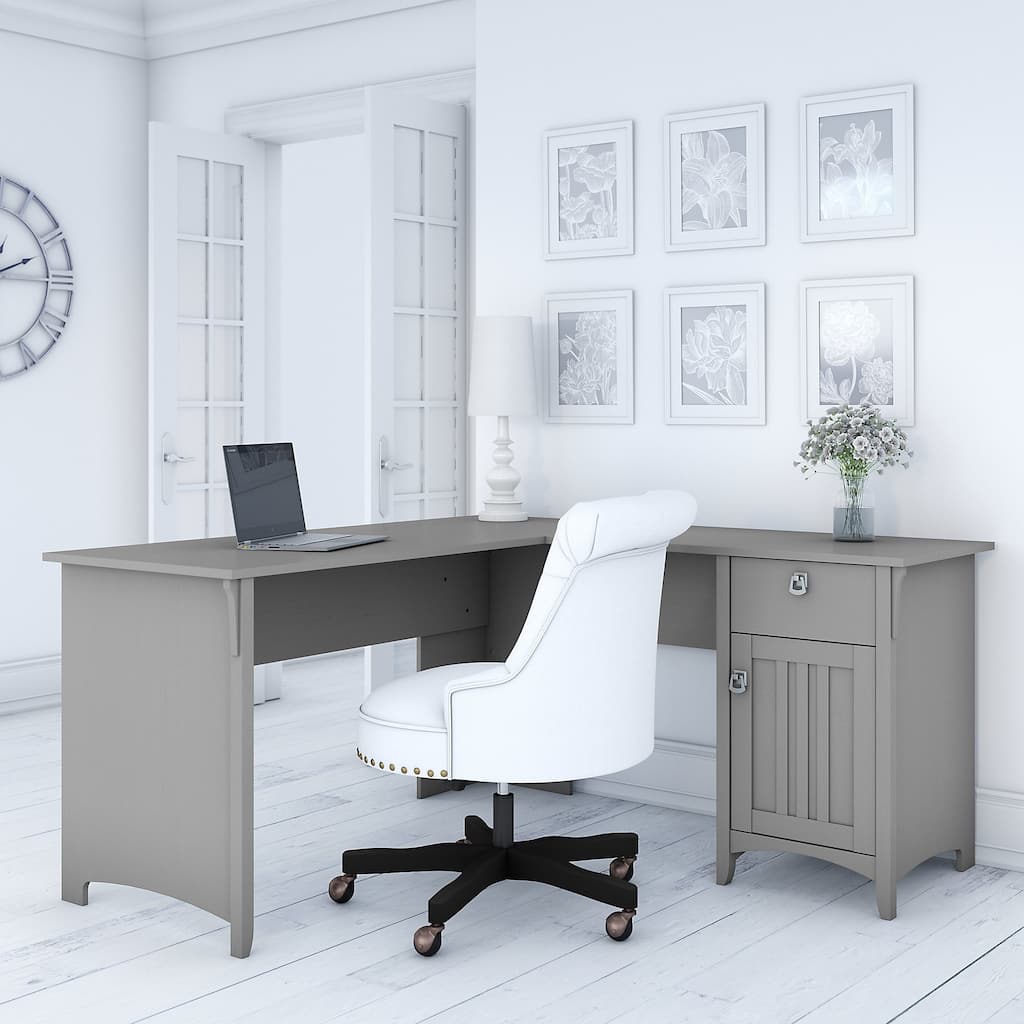 Bush Furniture Salinas L Shaped Desk with Storage in Cape Cod Gray