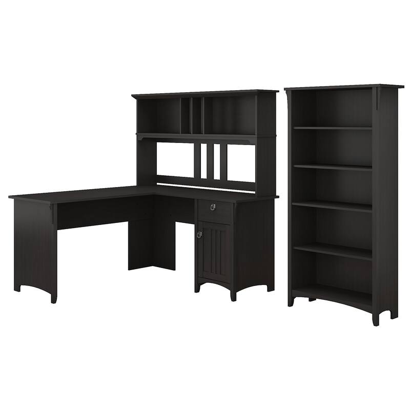 Salinas 60W L Shaped Desk with Hutch and Bookcase by Bush Furniture
