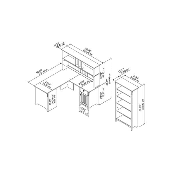 Salinas 60W L Shaped Desk with Hutch and Bookcase by Bush Furniture On Sale Bed Bath