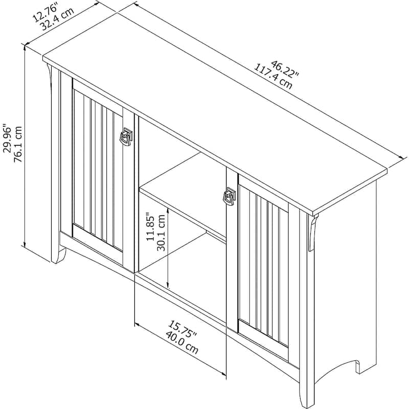 Bush Salinas Accent Storage Cabinet with Doors in Cape Cod Gray - 46.22"L x 12.76"W x 29.96"H