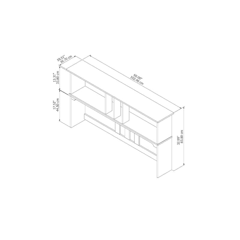Bush Furniture Salinas 60W Hutch for L Shaped Desk in Vintage Black