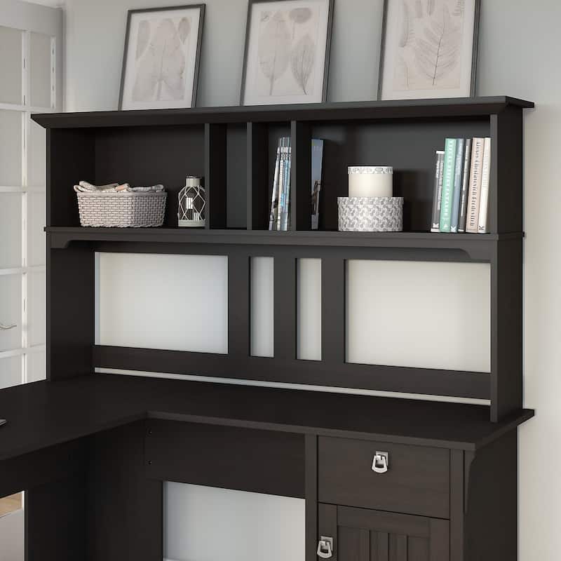 Bush Furniture Salinas 60W Hutch for L Shaped Desk in Vintage Black