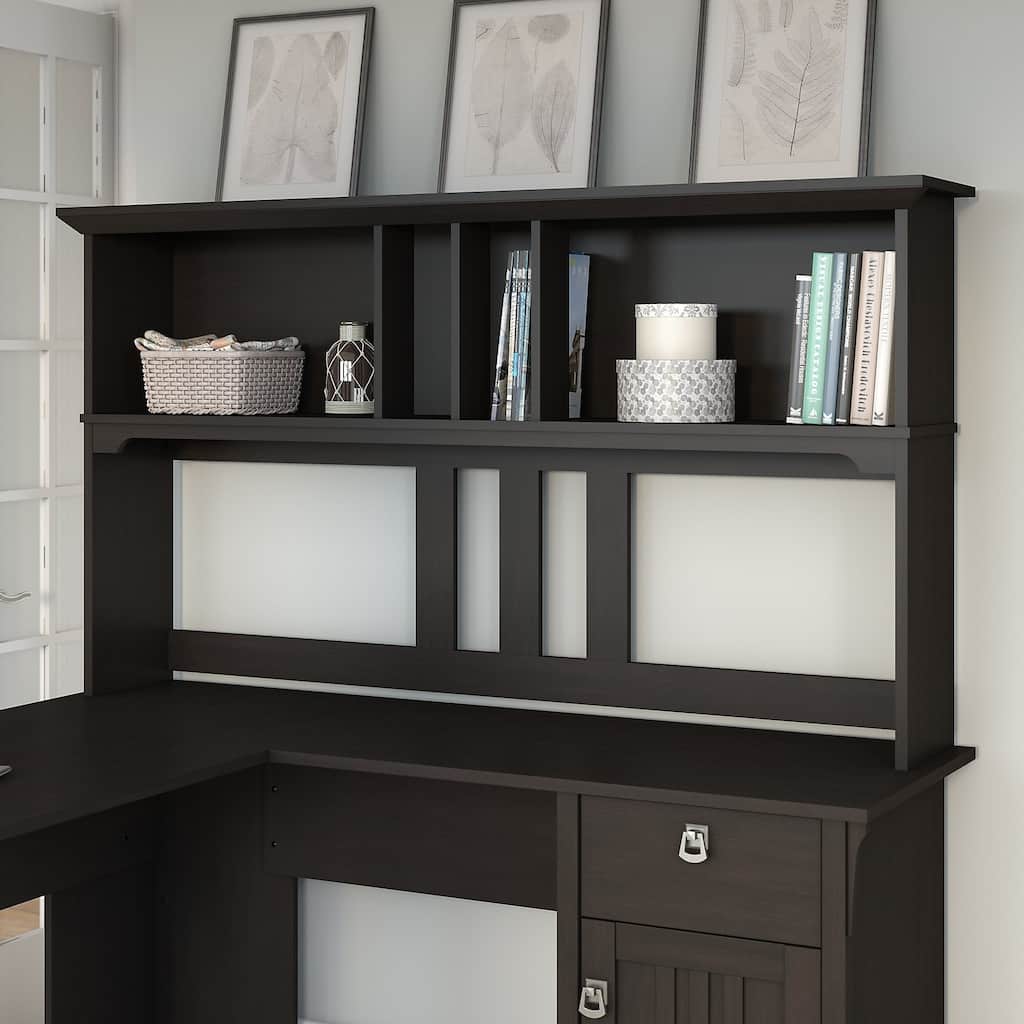 Bush Furniture Salinas 60W Hutch for L Shaped Desk in Vintage Black