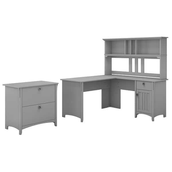 Salinas 60W L Shaped Desk with Hutch and by Bush Furniture On