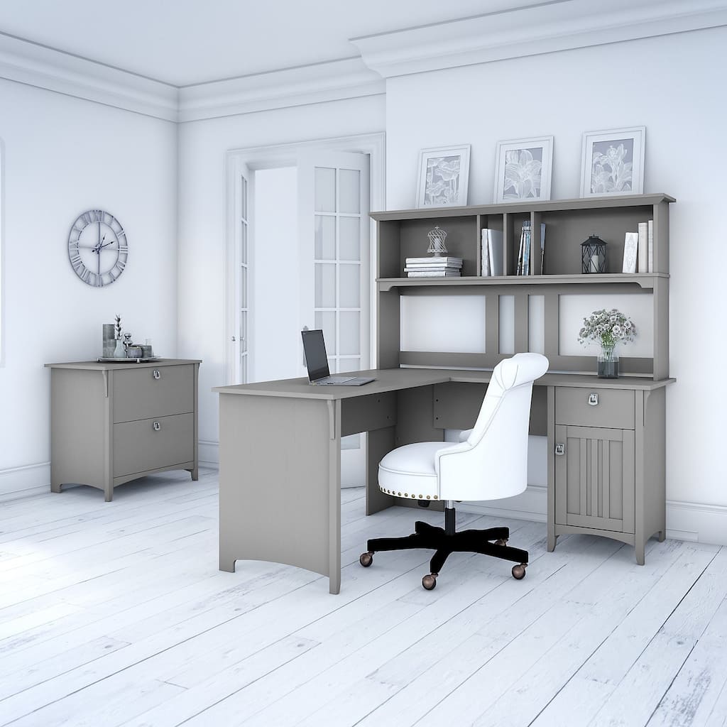 Salinas 60W L Shaped Desk with Hutch and Cabinet by Bush Furniture