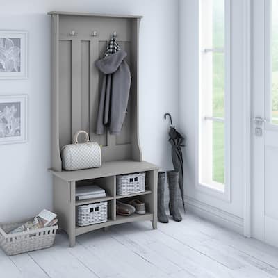 Bush Furniture Salinas Hall Tree with Storage Bench in Cape Cod Gray - 31.73"L x 15.75"W x 68.12"H