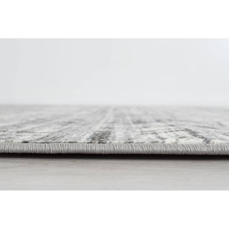 Allstar Rugs Gainsboro Grey and Ivory Rectangular Accent Area Rug with ...