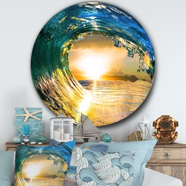 Shop Designart Colored Ocean Waves Falling Down Ii Modern
