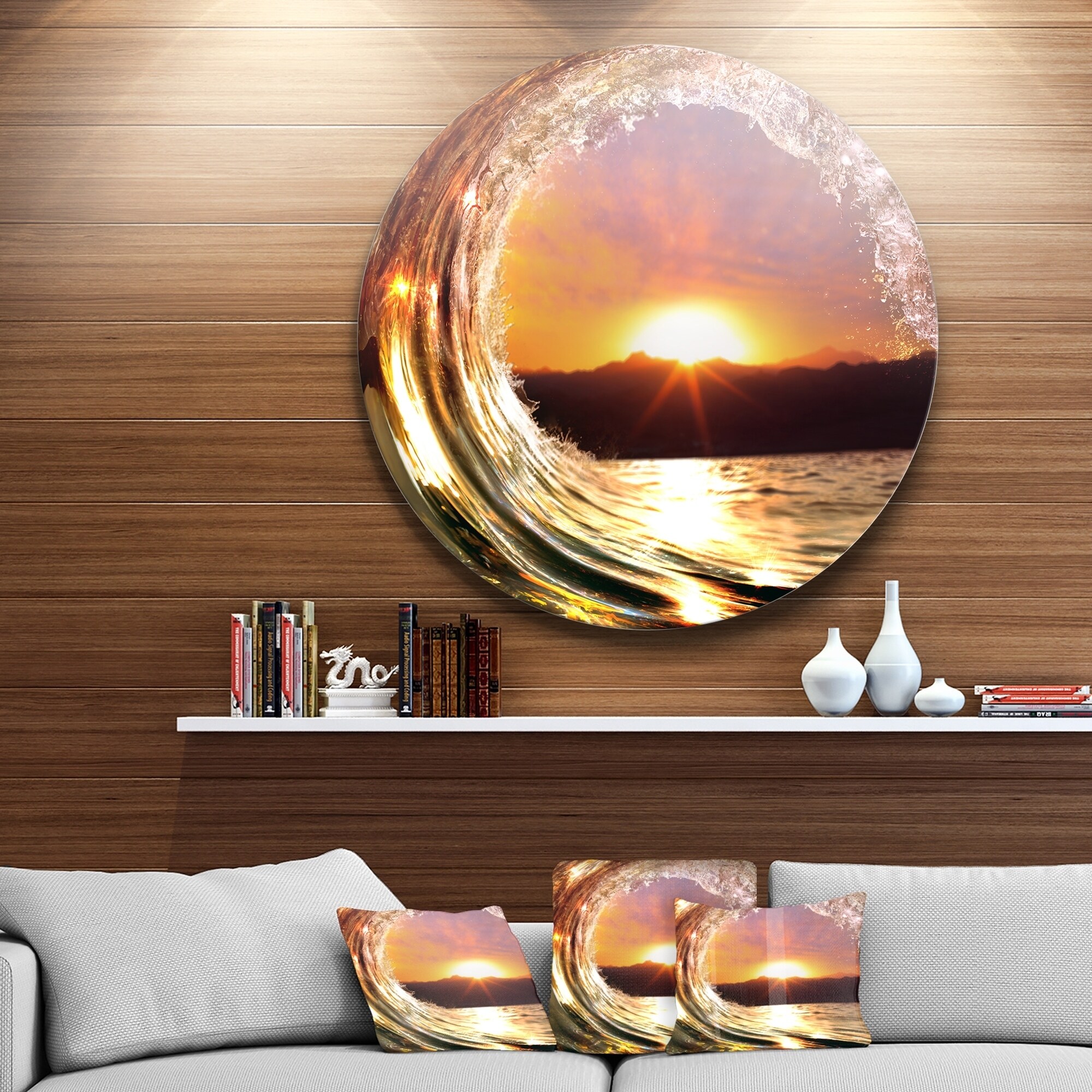 Shop Designart Colored Ocean Waves Falling Down Viii Modern