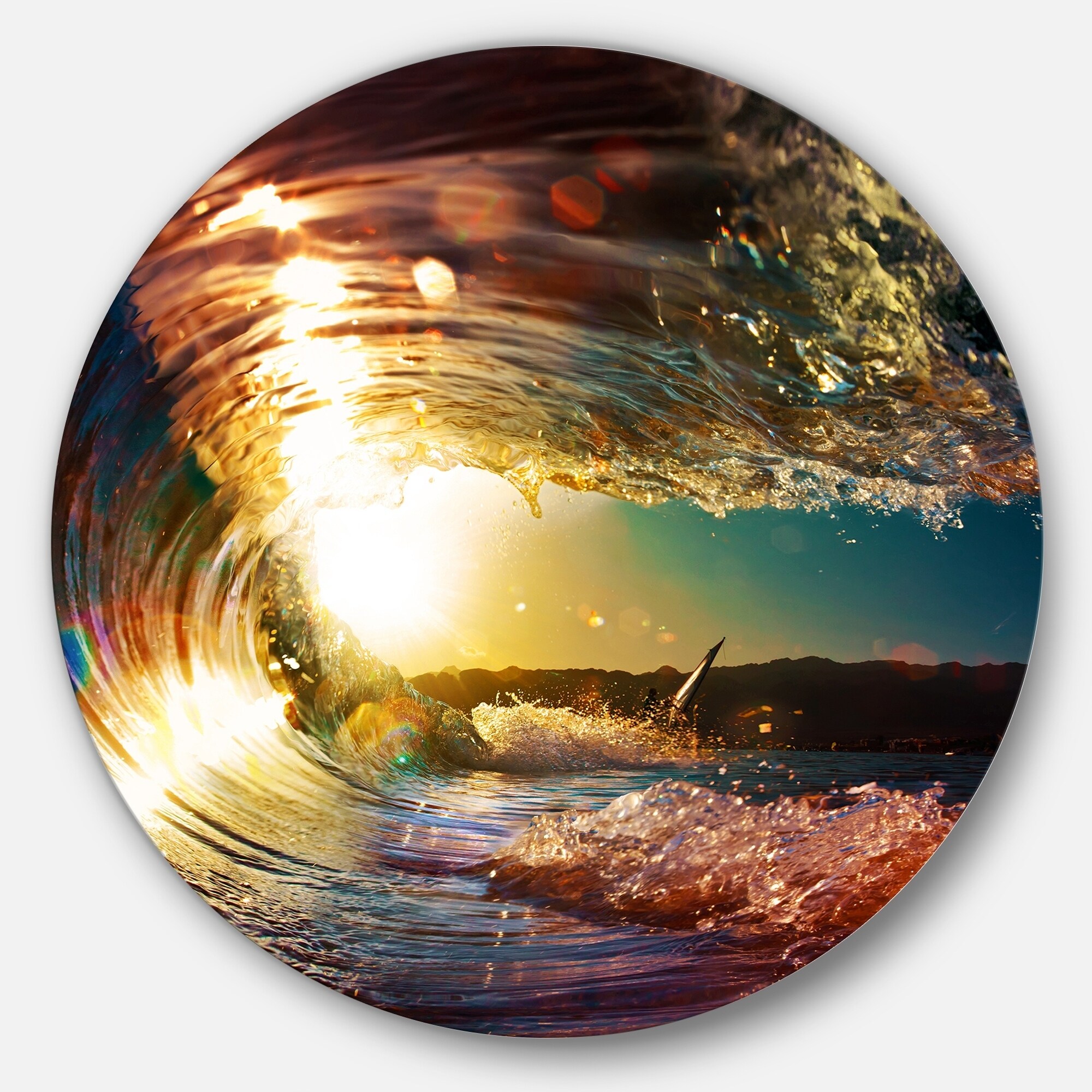 Shop Designart Colored Ocean Waves Falling Down Iii Modern