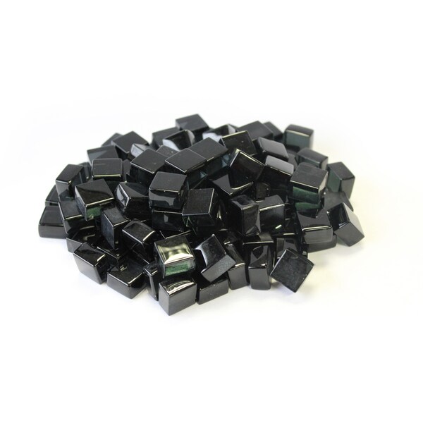Black 1/2" Reflective Fireglass Cubes - 10 lb bag