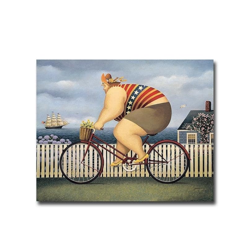 Mary's New Bike by Lowell Herrero Gallery Wrapped Canvas Giclee Art (16 in x 20 in, Ready to Hang)