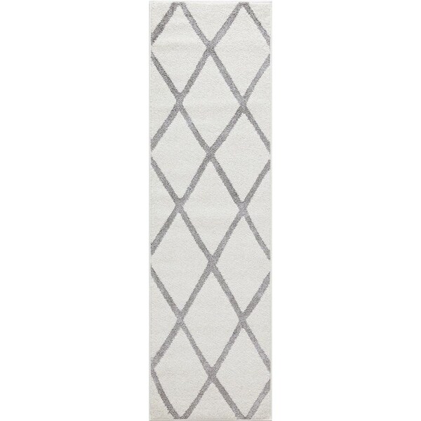 Concord Global Charlotte Diamond Ivory Runner - 2' x 7'3" Runner