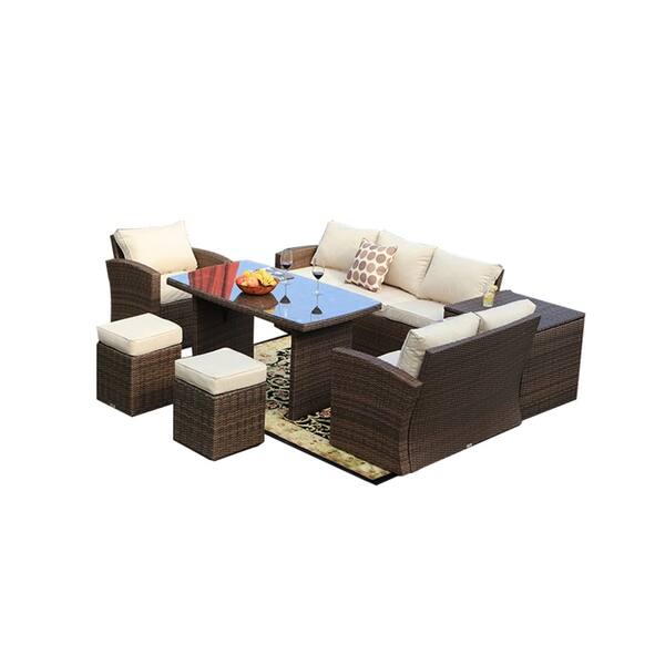 7 Piece Patio Wicker Sofa Set Outdoor Sectional Furniture By 7 Piece Patio Wicker Sofa Set