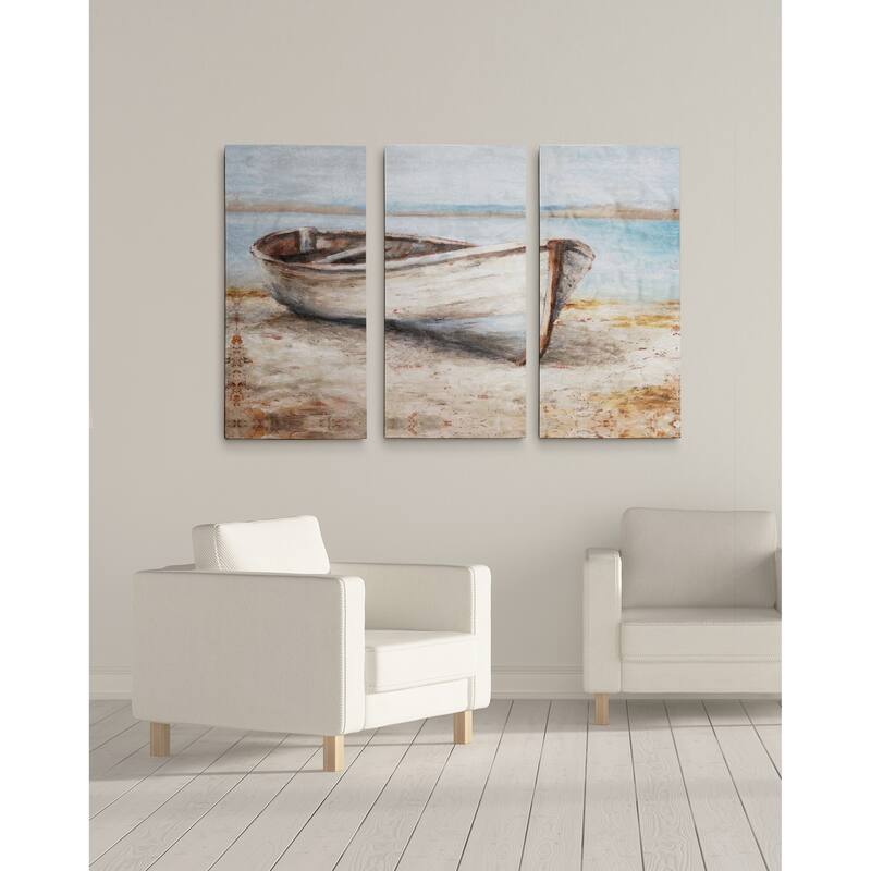 Embellished Whitewashed Boat-A Premium Multi Piece Art available in 3 sizes