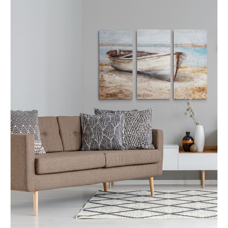 Embellished Whitewashed Boat-A Premium Multi Piece Art available in 3 sizes