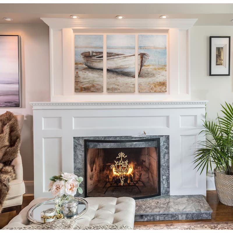 Embellished Whitewashed Boat-A Premium Multi Piece Art available in 3 sizes