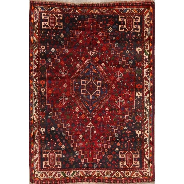 Antique Ghashghai Shiraz Tribal Hand Made Qashqai Persian Area Rug - 5'9" x 4'1"
