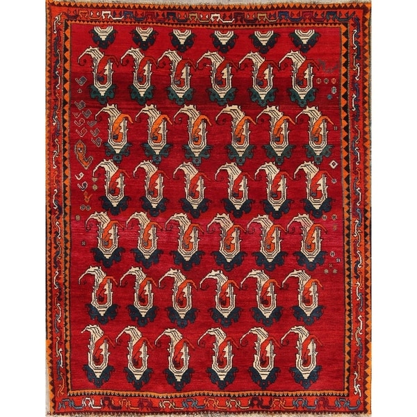 Hand Made Woolen Traditional Shiraz Persian Paisley Area Rug - 7'3" x 5'9"
