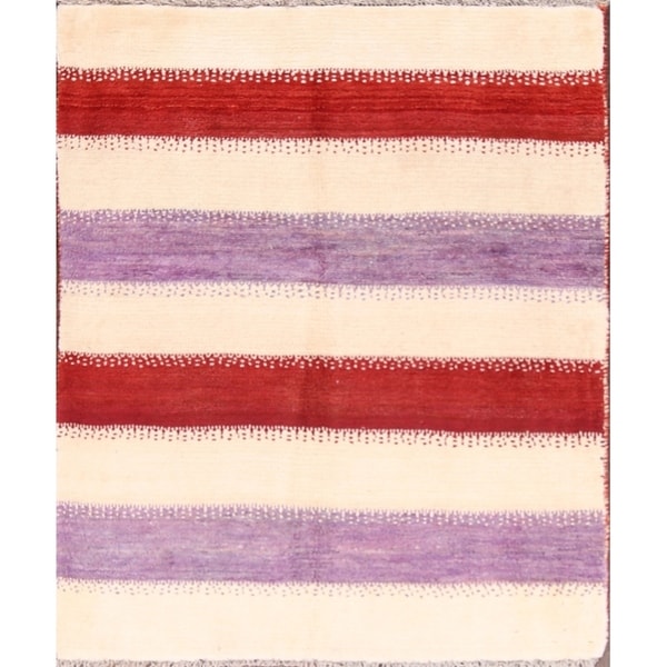 Hand Made Wool Traditional Tribal Gabbeh Persian Stripe Area Rug - 4'8" x 3'3"