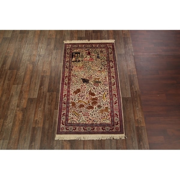 Agra Jaipur Traditional Hand Knotted Floral Vintage Oriental Area Rug - 7'9" x 4'3"