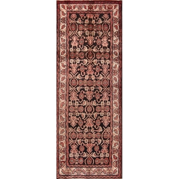 Hamedan Traditional Persian Hand Made Rug Brown Carpet - 9'9" x 3'7" runner