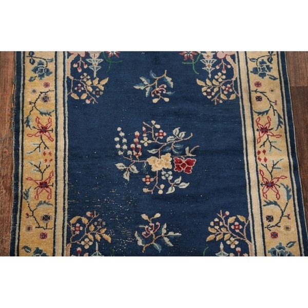 Art Deco Nichols Chinese Hand Knotted Antique Oriental Area Rug - 4'11" x 3'7"